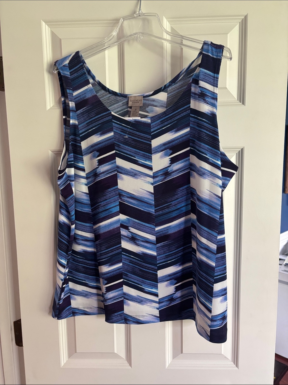 Chico's Blue and White Abstract Stripe Tank NWT